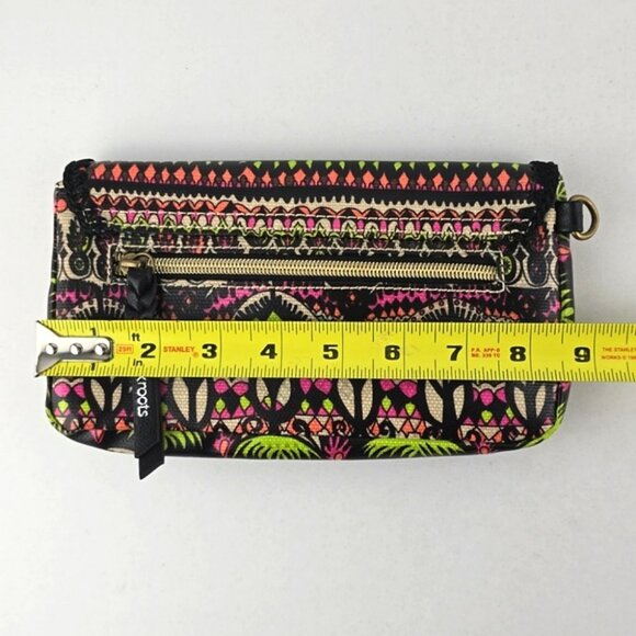 Sakroots Coated Canvas Double Bifold Wallet Clutch Multi Neon Boho Art-To-Wear - Picture 16 of 16